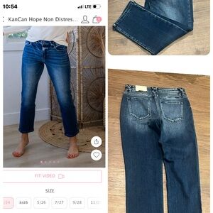 KanCan Women's Dark Blue Straight Leg Jeans